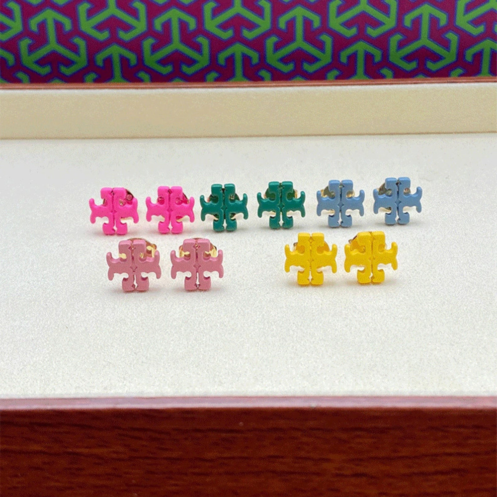 Tory Burch Candy Color Baked Enamel 3D Earrings
